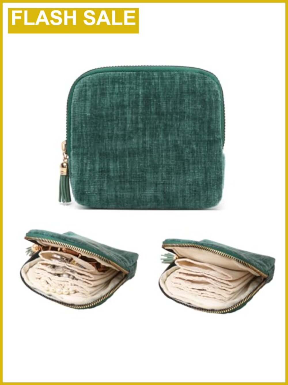 Small Jewelry Travel Case Organizer Pouch with Zipper